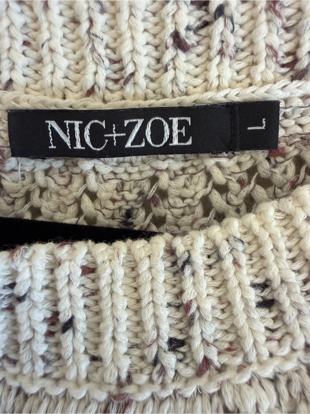 Nic+Zoe Ivory Marled Knit Sweater size Large - Picture 6 of 8
